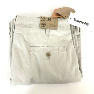 Timberland Khaki Straight Men's 32x34 Flat Front Casual Pant 100% Cotton NWT